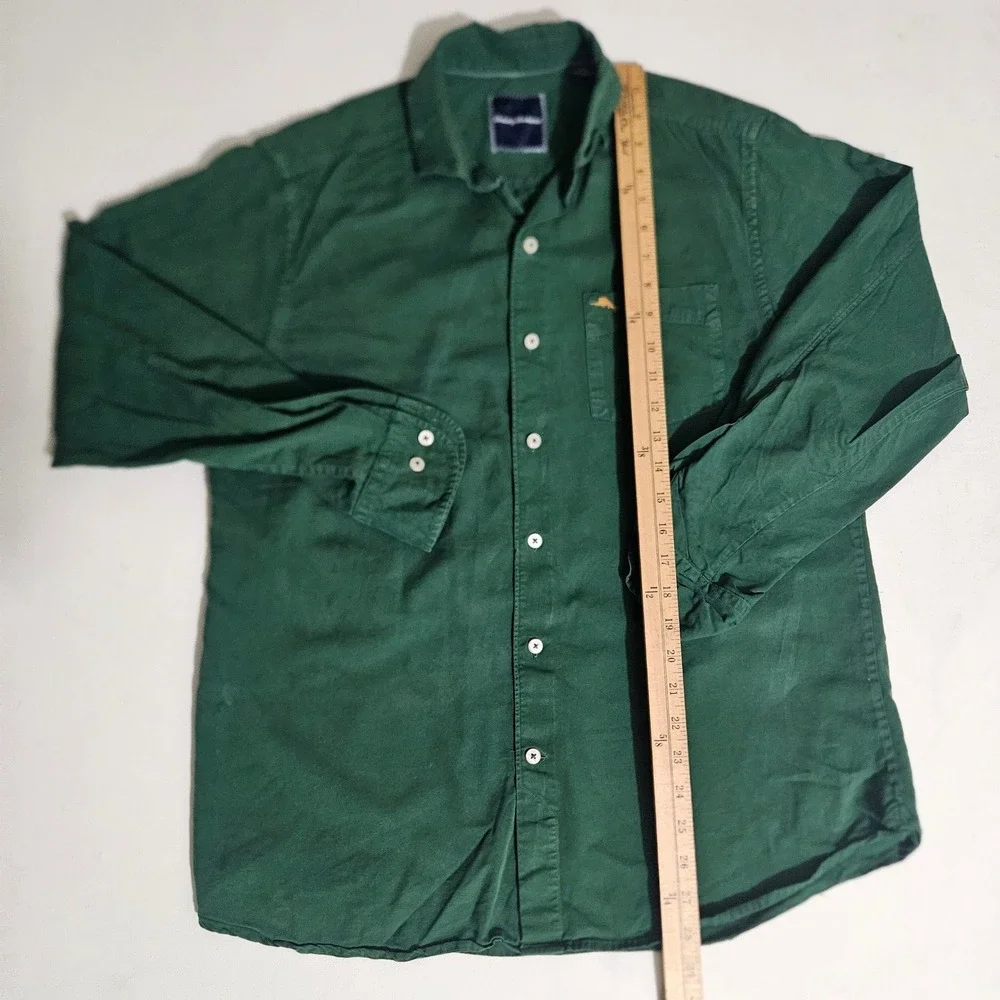 Tommy Bahama Mens Small Green Cotton Silk Blend Long Sleeve Button Down Shirt